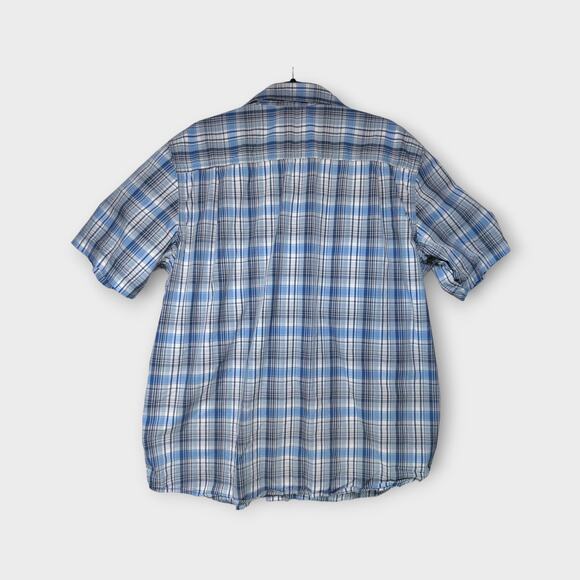 Men Carhartt FORCE Relaxed Fit Short Sleeve Button Up Blue & White Plaid Size XL - Picture 5 of 6
